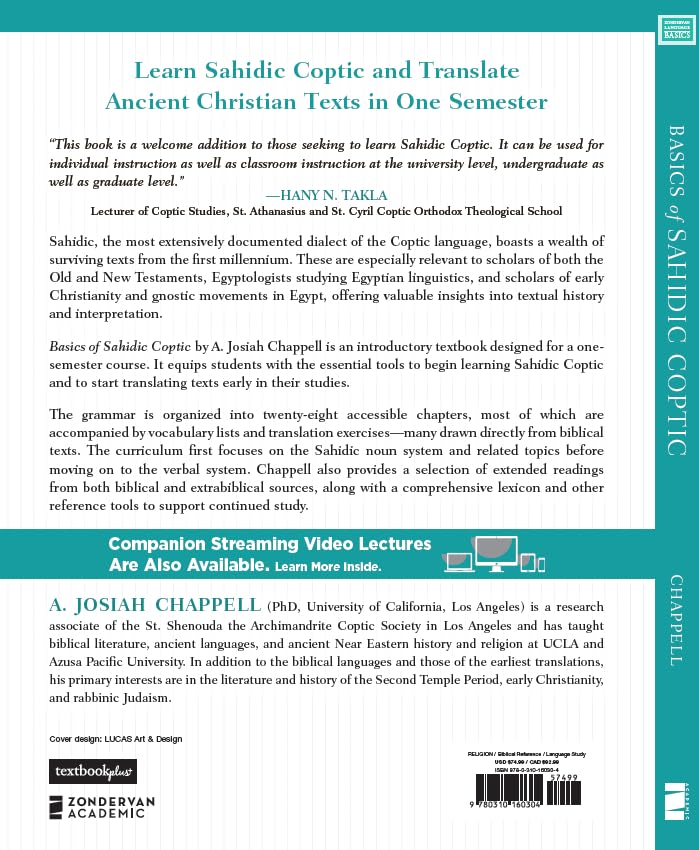 Basics of Sahidic Coptic: A Complete Grammar with Exercises, Readings, and Lexicon