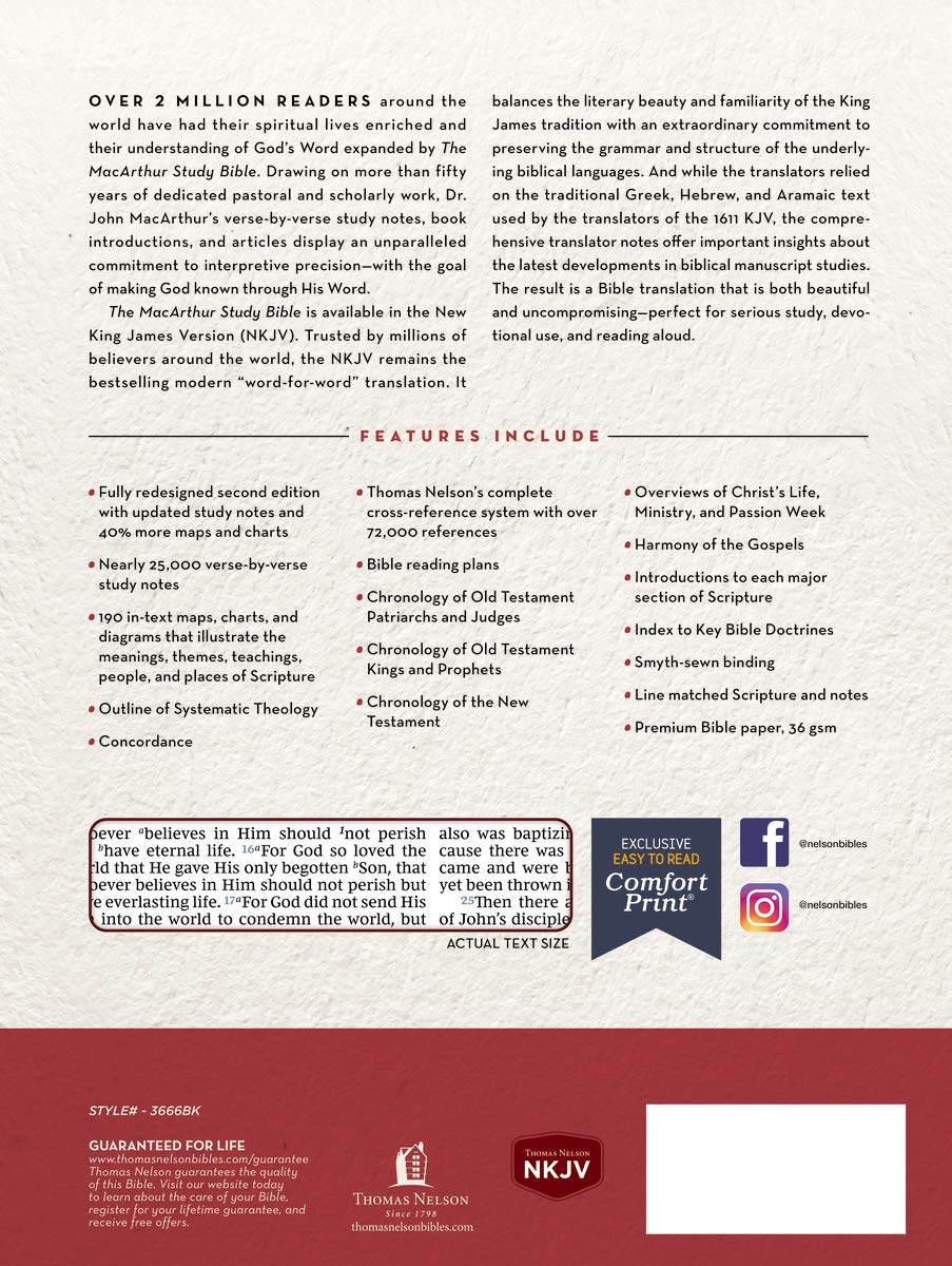 NKJV, MacArthur Study Bible, 2nd Edition, Comfort Print: Unleashing God's Truth One Verse at a Time (Holy Bible, New King James Version)