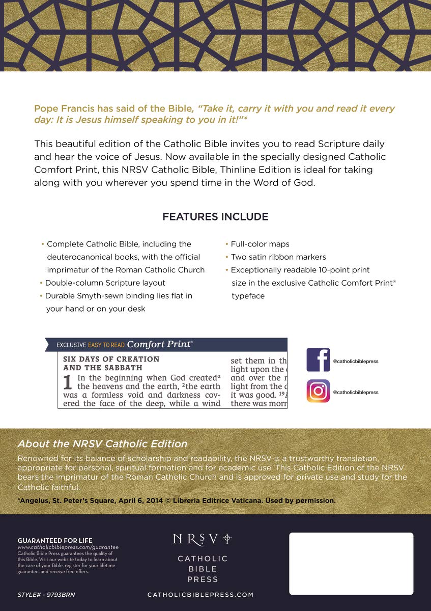 NRSV, Catholic Bible, Thinline Edition, Comfort Print: Holy Bible