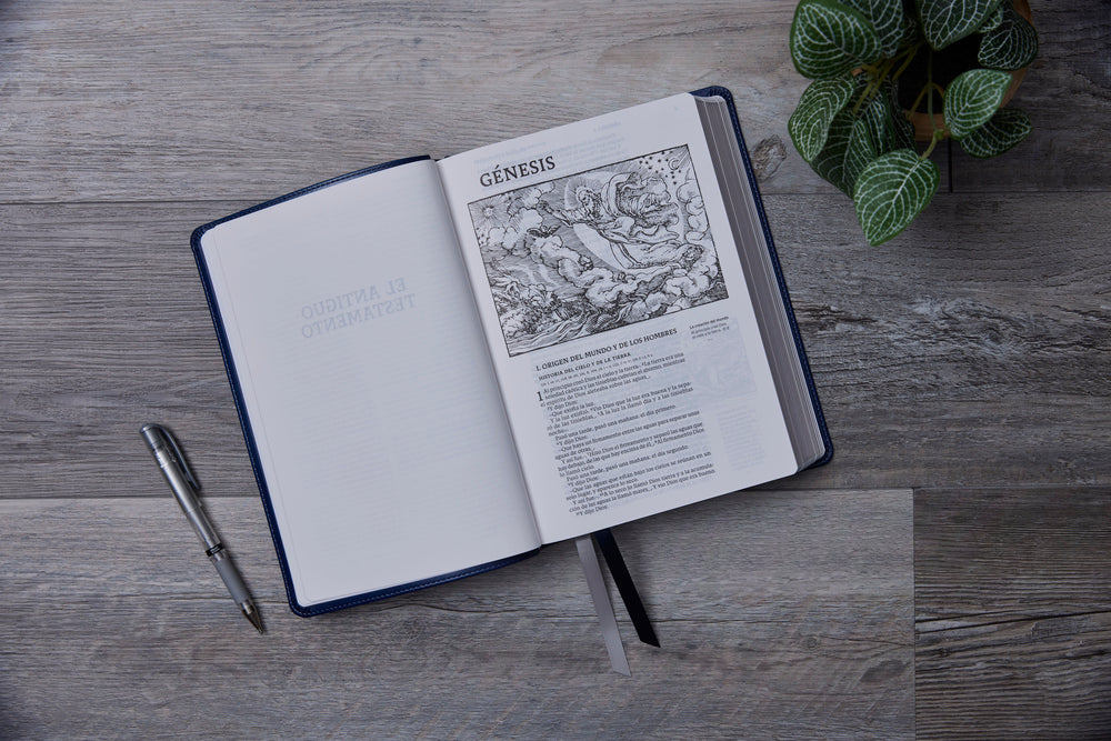 Biblia Católica, Ilustrada, Piel genuina, Café, Comfort Print