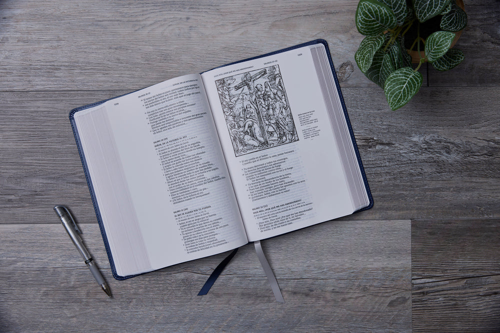 Biblia Católica, Ilustrada, Piel genuina, Café, Comfort Print