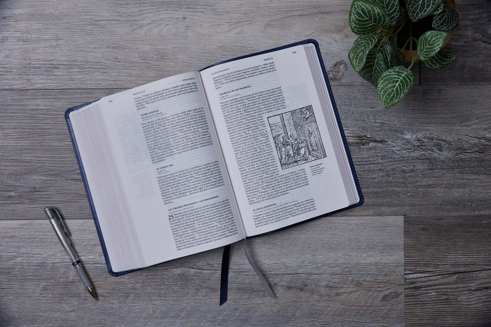 Biblia Católica, Ilustrada, Piel genuina, Café, Comfort Print