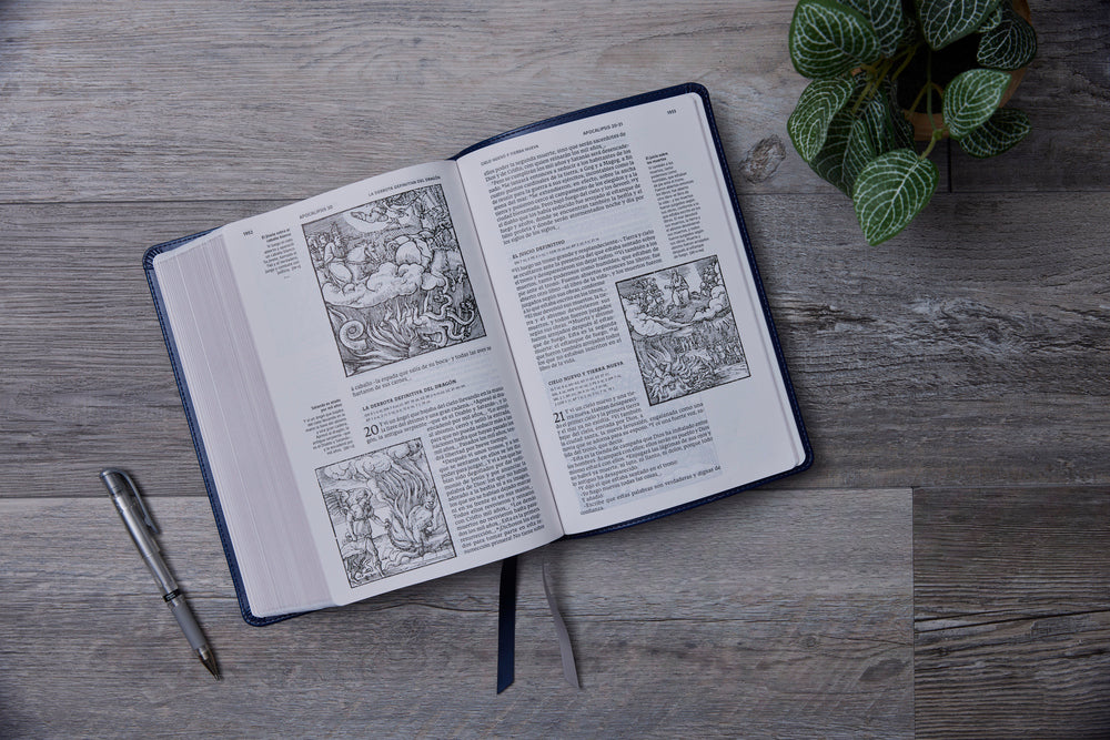 Biblia Católica, Ilustrada, Piel genuina, Café, Comfort Print