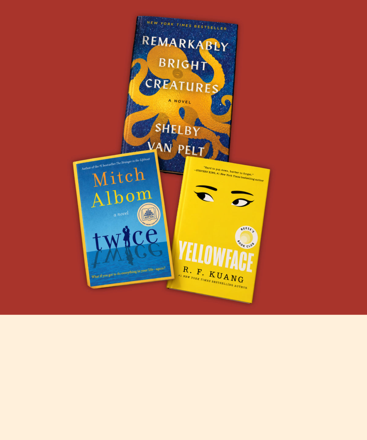 Covers of three New York Times bestselling novels.