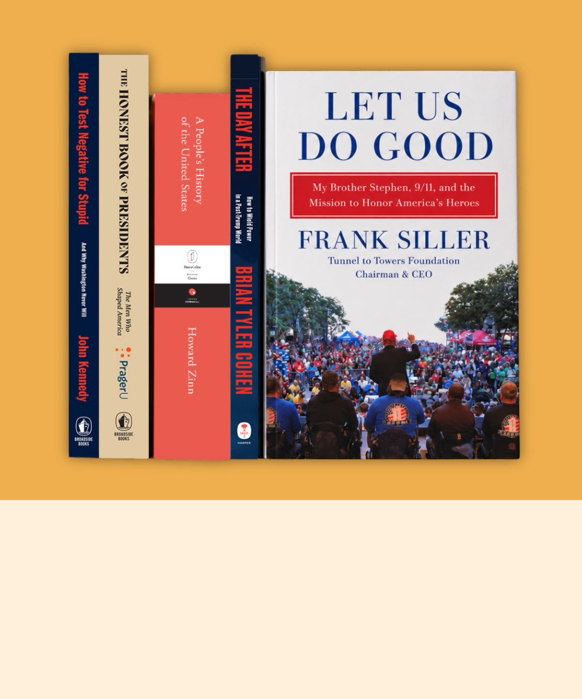Let Us Do Good by Frank Siller, shelved beside other books on politics and American history.