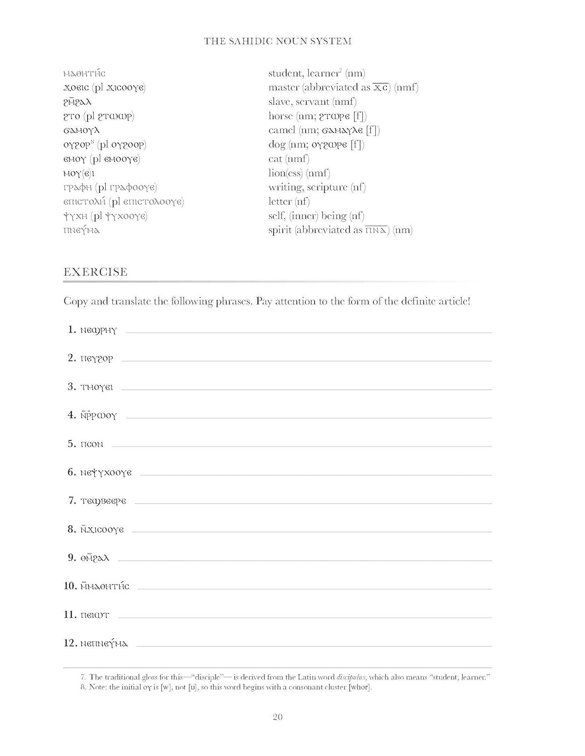 Basics of Sahidic Coptic: A Complete Grammar with Exercises, Readings, and Lexicon