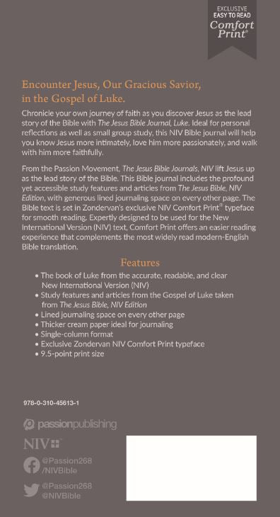 The Jesus Bible Journal, Luke, NIV, Paperback, Comfort Print