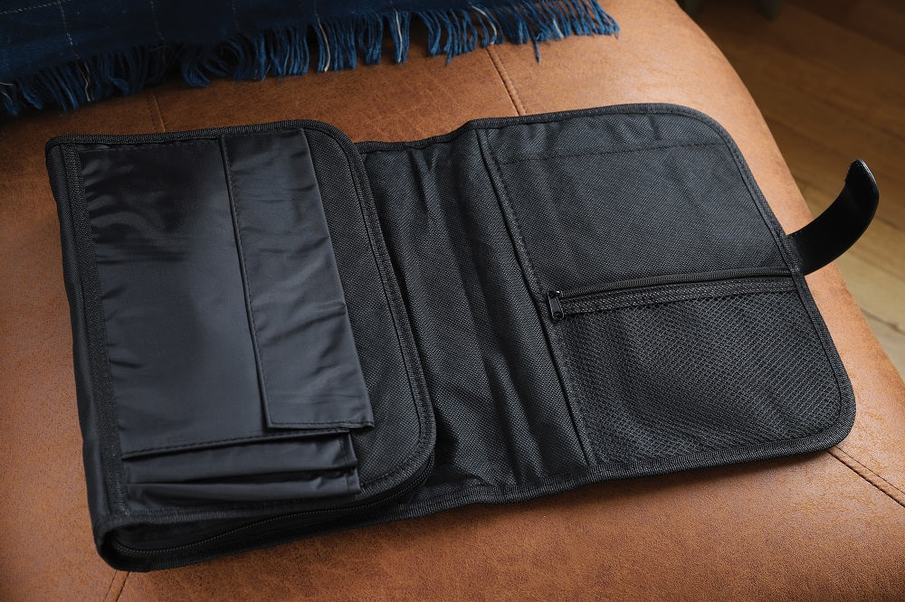 Tri-Fold Bible Cover, Bible Study Organizer, Secure Closure, Nylon, Black, XXL [up to 10 5/8" tall, 7 1/2" wide, and 2 1/2" deep]