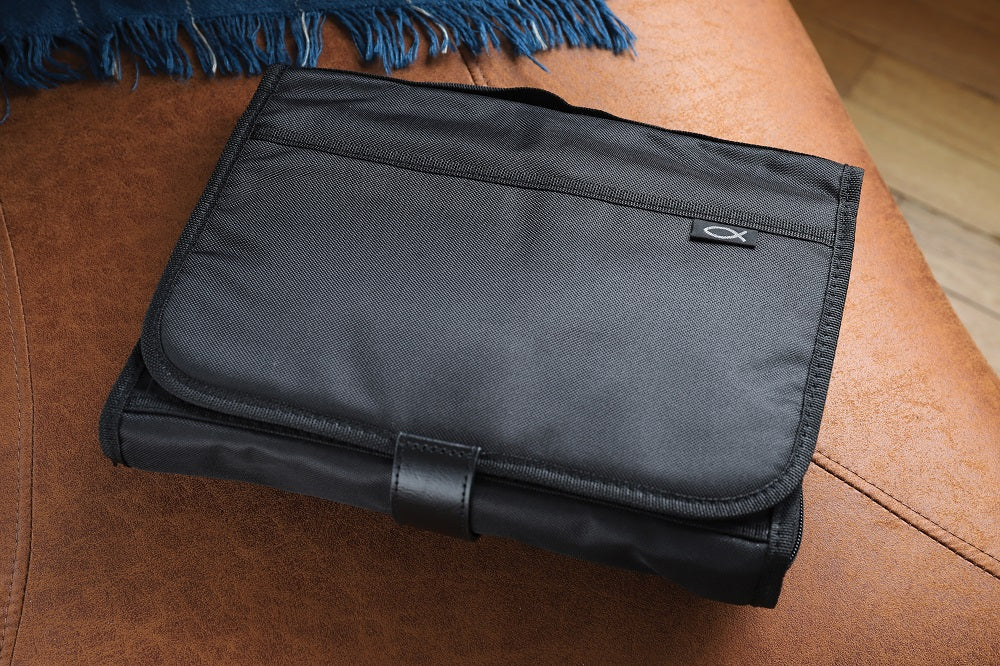 Tri-Fold Bible Cover, Bible Study Organizer, Secure Closure, Nylon, Black, XXL [up to 10 5/8" tall, 7 1/2" wide, and 2 1/2" deep]
