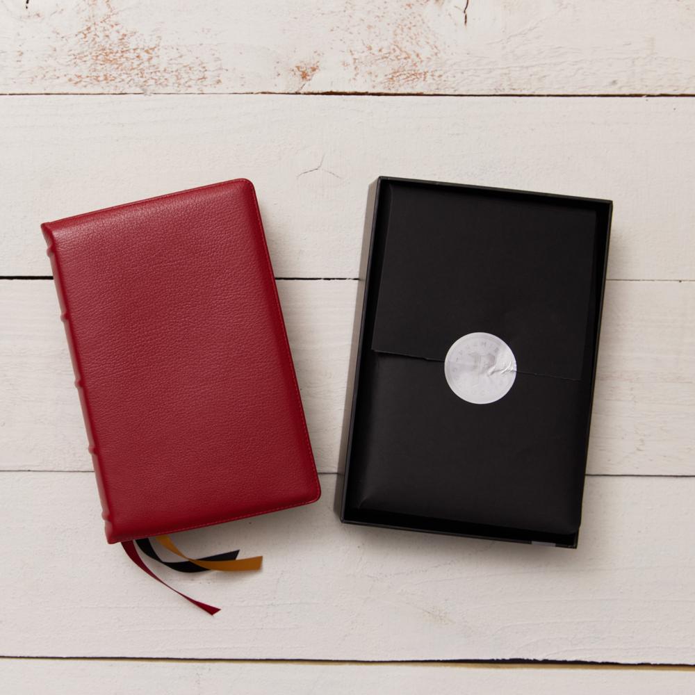 KJV, Personal Size Large Print Single-Column Reference Bible, Premium Goatskin Leather, Red, Premier Collection, Red Letter, Comfort Print