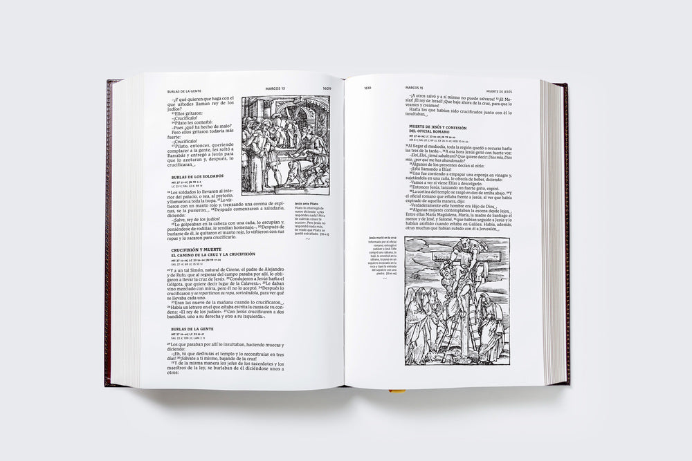 Biblia Católica, Ilustrada, Piel genuina, Café, Comfort Print