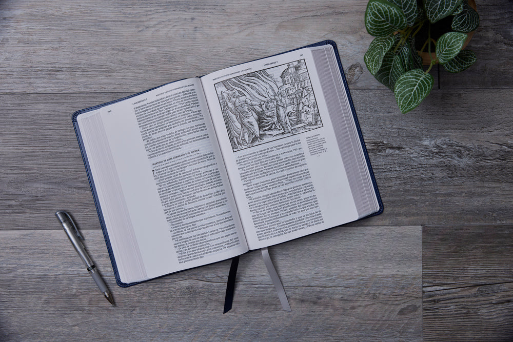 Biblia Católica, Ilustrada, Piel genuina, Café, Comfort Print