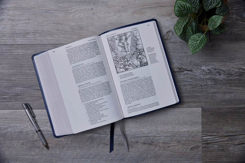 Biblia Católica, Ilustrada, Piel genuina, Café, Comfort Print
