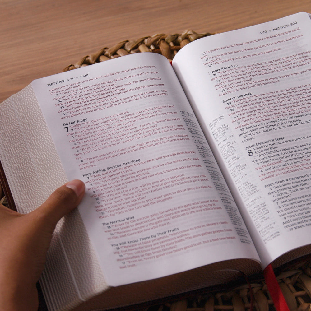 NKJV, Single-Column Reference Bible, Verse-by-verse, Red Letter, Comfort Print