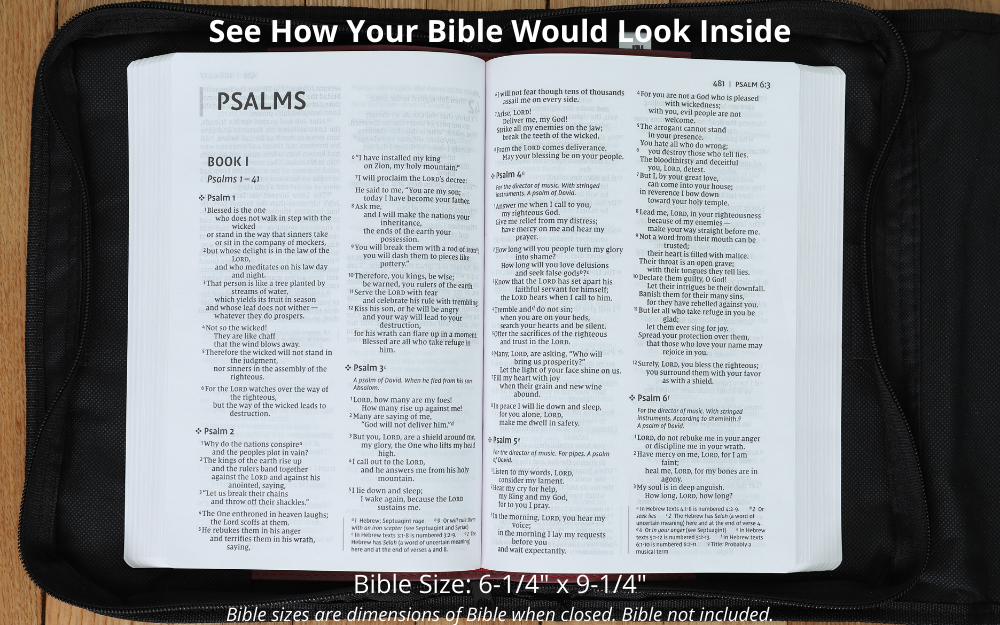 Tri-Fold Bible Cover, Bible Study Organizer, Secure Closure, Nylon, Black, XXL [up to 10 5/8" tall, 7 1/2" wide, and 2 1/2" deep]
