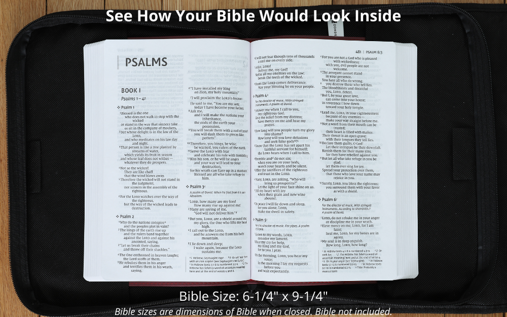 Tri-Fold Bible Cover, Bible Study Organizer, Secure Closure, Nylon, Black, XXL [up to 10 5/8" tall, 7 1/2" wide, and 2 1/2" deep]