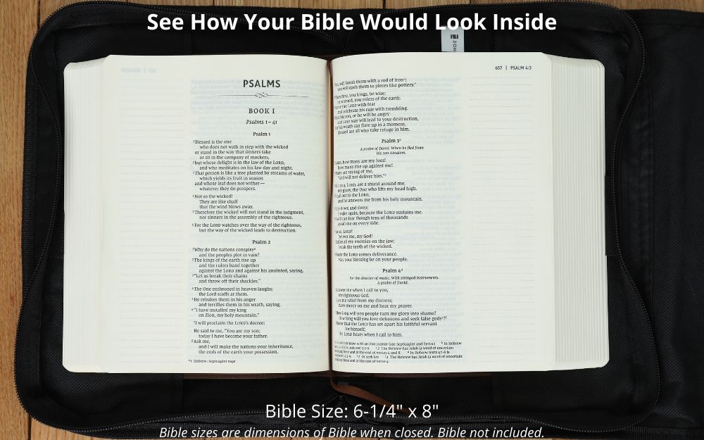 Tri-Fold Bible Cover, Bible Study Organizer, Secure Closure, Nylon, Black, XXL [up to 10 5/8" tall, 7 1/2" wide, and 2 1/2" deep]